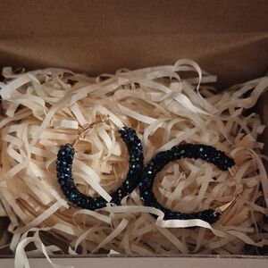Elegant Blue and Hoop Earrings
